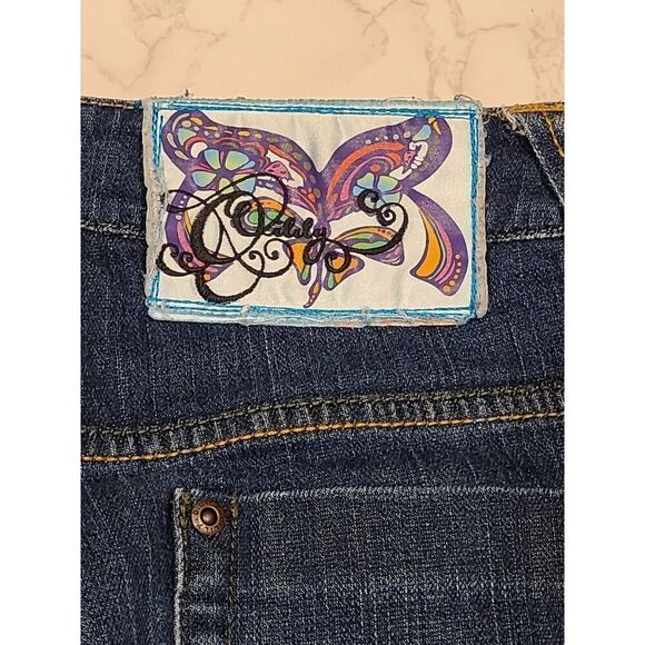 Oilily Y2K Low Rise Embroidered Art Deco Floral Blue Jeans 40 US 8-10 Bratz EUC - Picture 15 of 15